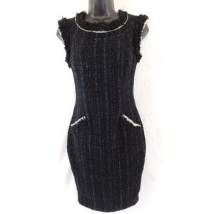 PINK TARTAN BLACK SLEEVELESS TWEED DRESS SIZE 0